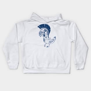 Mallard Duck Wearing Spartan Helmet Kids Hoodie